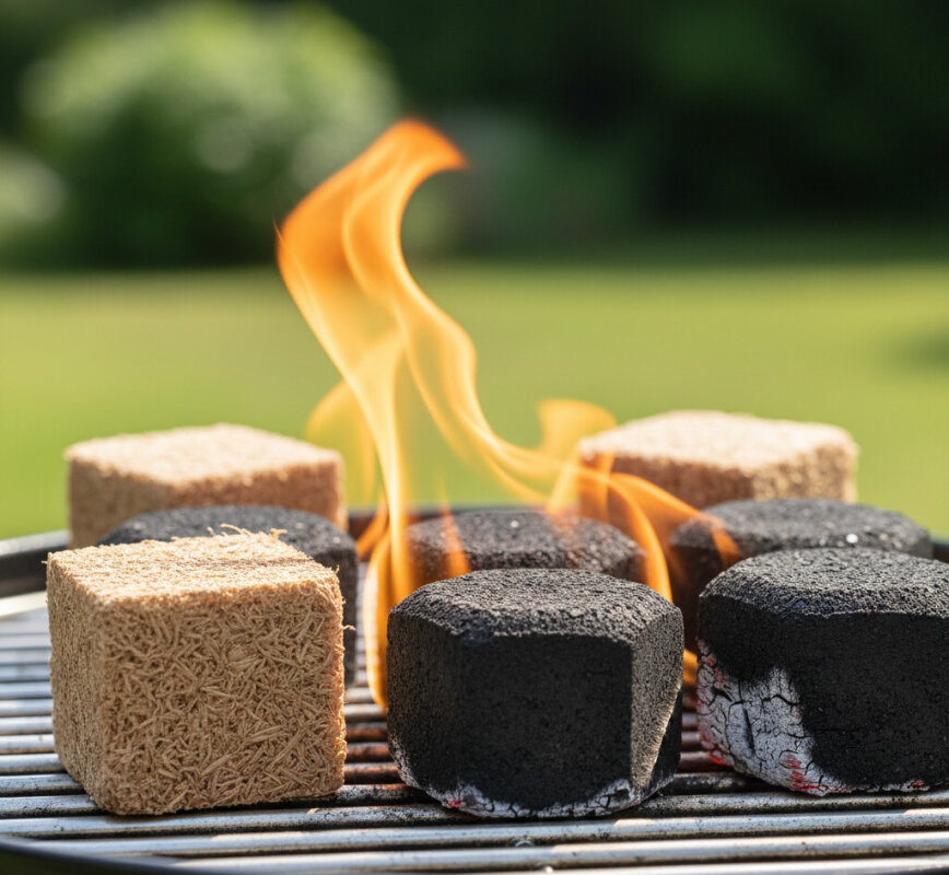 Naturalna podpałka ekologiczna rozpalająca węgiel na grillu.