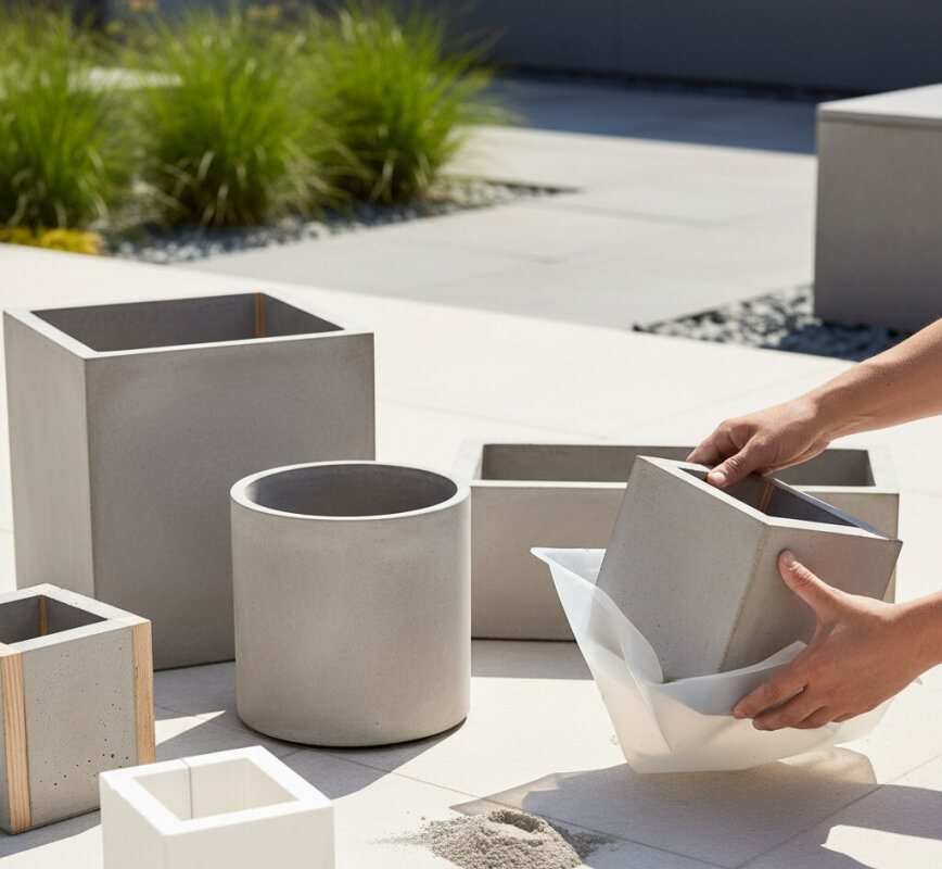 Samodzielne odlewanie donic betonowych przy użyciu formy.