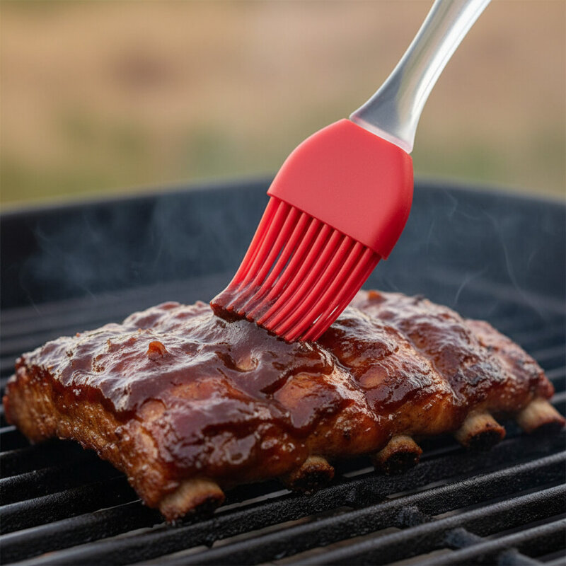 Silikonowy pędzel kuchenny do nakładania marynaty BBQ.